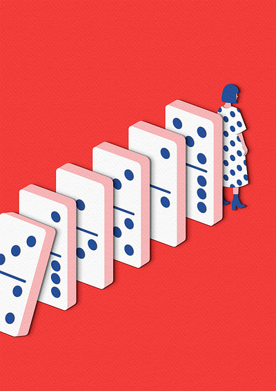 The Inevitable book cover conceptual design domino dominoes editorial game illustration magazine paper craft people the inevitable