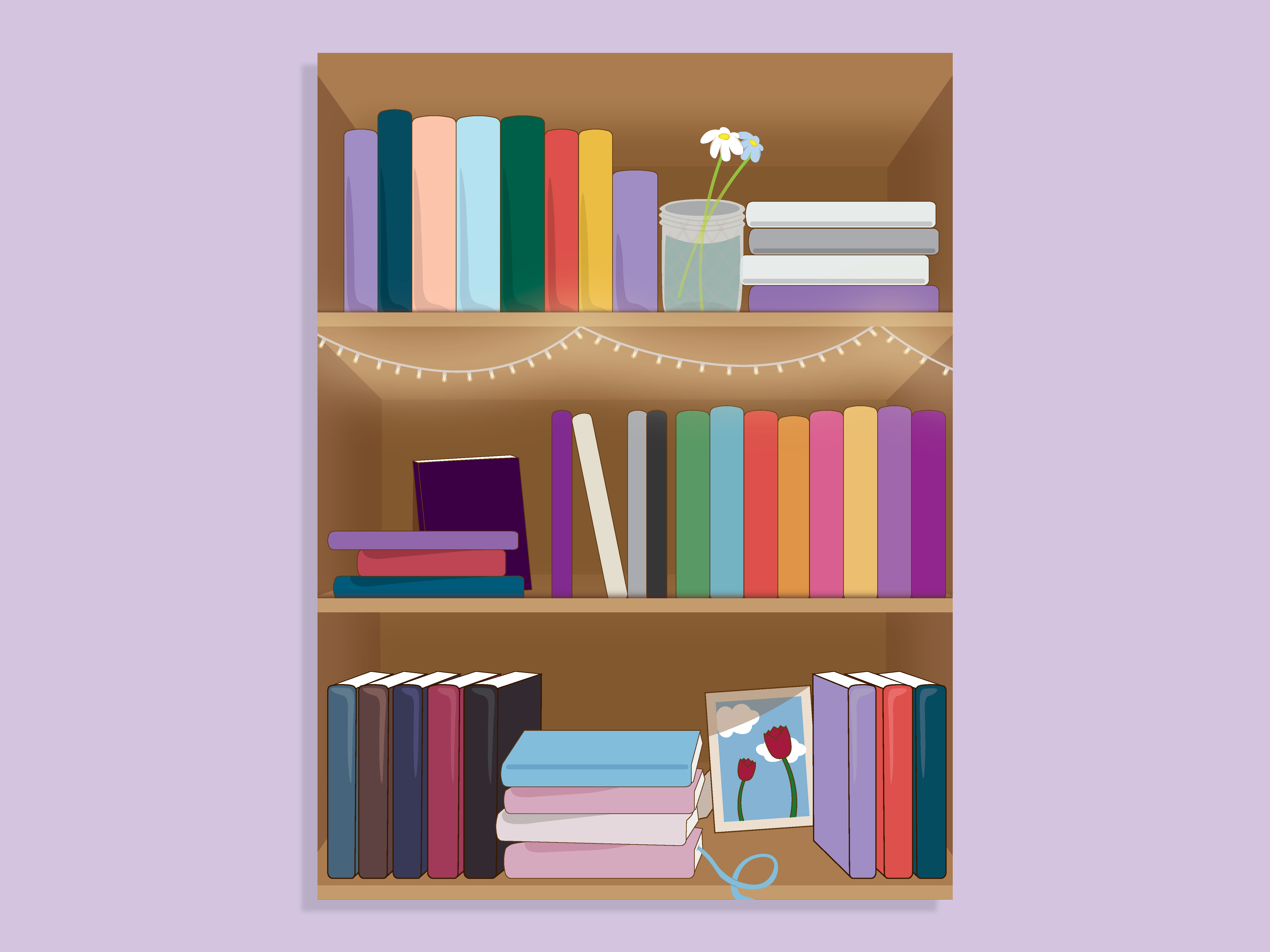 Colorful Bookcase Illustration