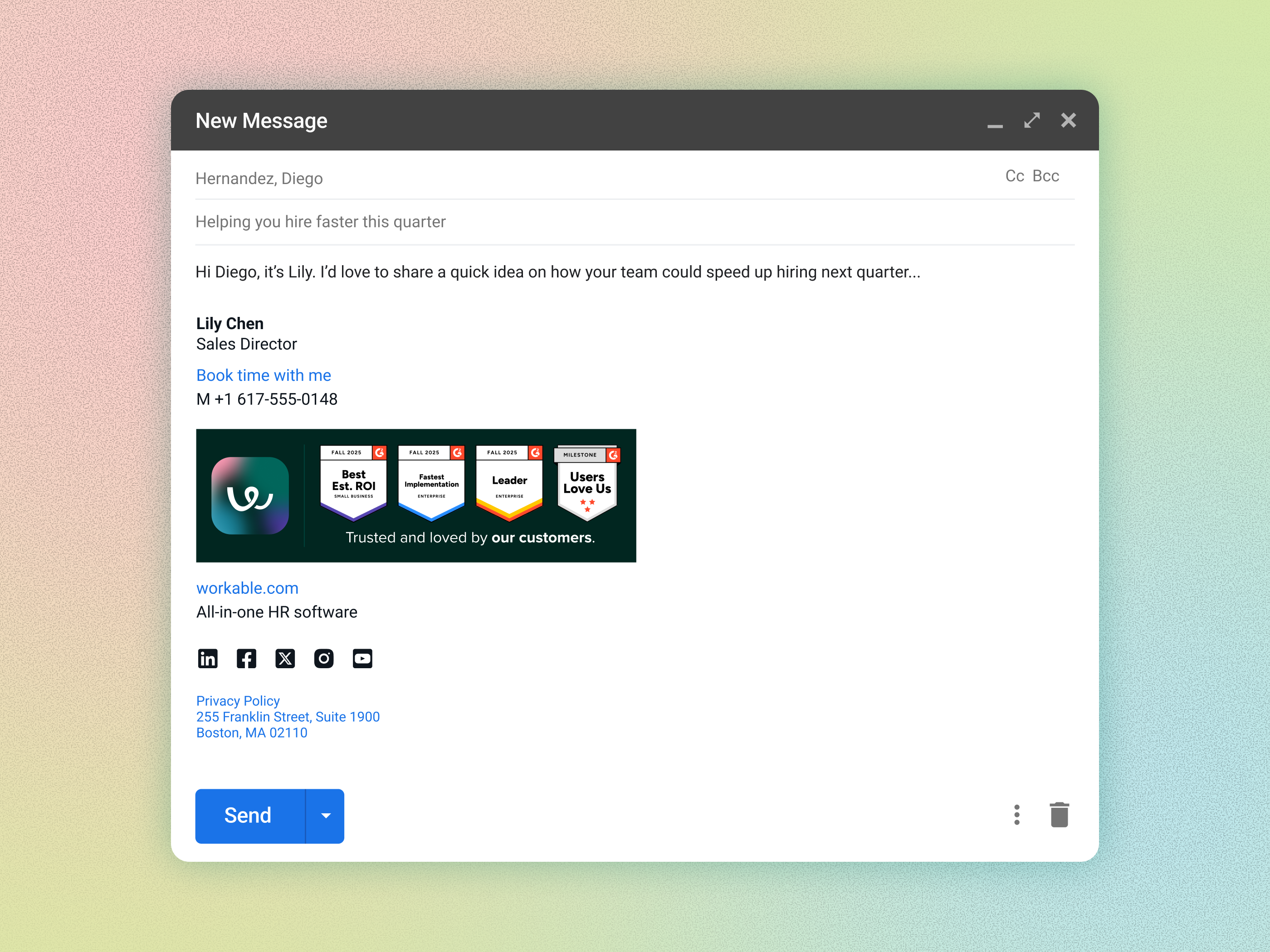 Branded corporate email signatures by Vasso Patsiavoudi for Workable on ...