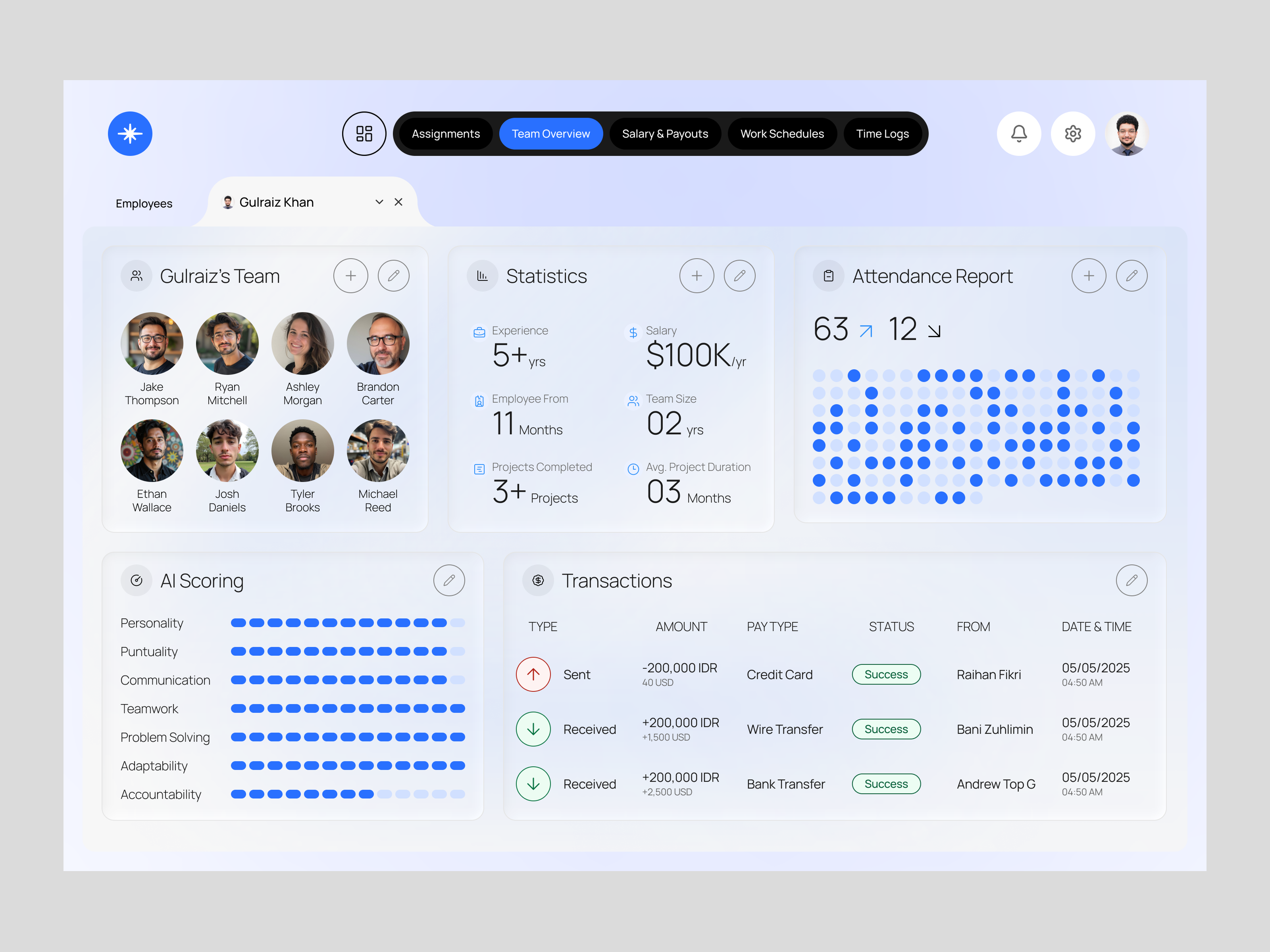 Employee Management Dashboard UI blue dashboard employee dashboard employee management dashboard management dashboard modern ui dashboard purple dashboard ui