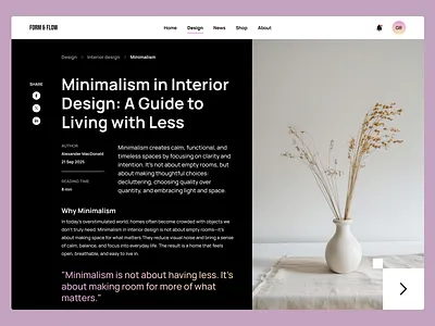 Article page blog clean dark design minimal typography web