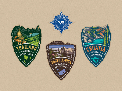 Global adventures medals adventure badge global illustration logo marathon travel