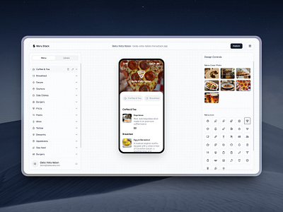 MenuStack SaaS Product Design bar builder category drag and drop drink editor food menu mobile online preview restaurant saas