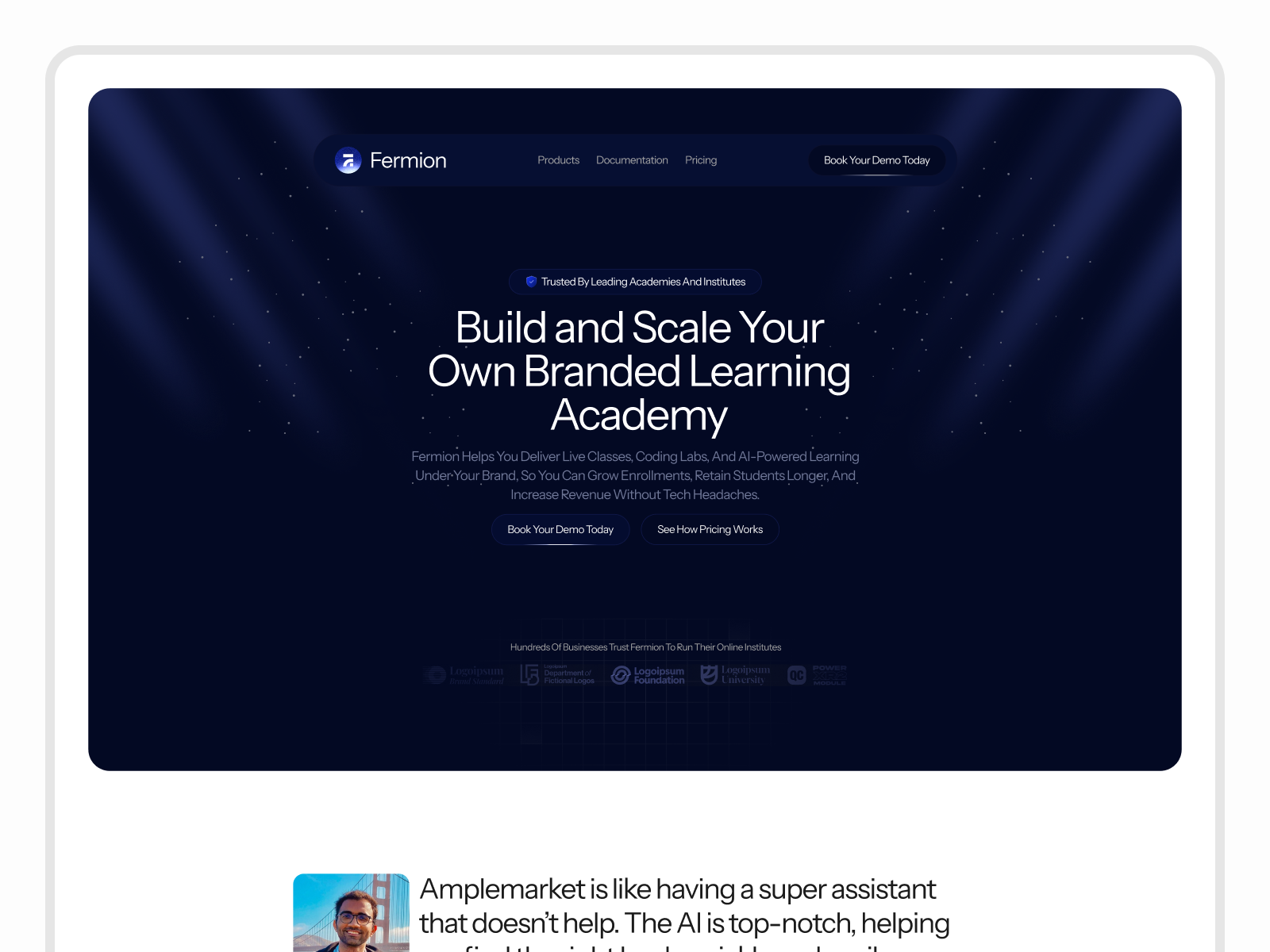 Learning Management System SaaS Landing Page courses landing page landing page learning management app online academy saas page ui