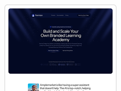 Learning Management System SaaS Landing Page courses landing page landing page learning management app online academy saas page ui
