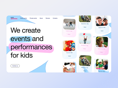 Landing for a children's event agency ui web design