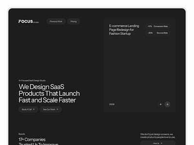SaaS Design Studio Website UI agency landing page dark mode ui design studio ui design studio website studio ui