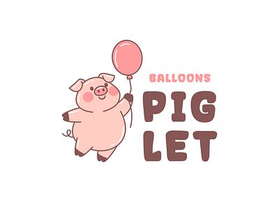 Pig let ballons air animal balloon brand branding cartoon cute design emblem event graphic design illustration kids lines logo logotype mark mascot minimal pig