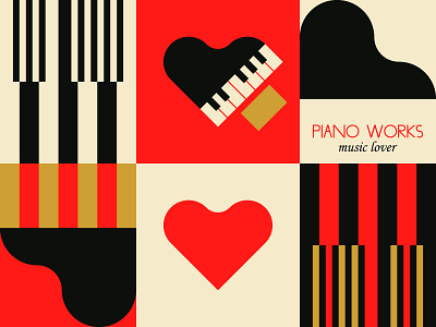Piano Lines - Melodic Heart album art artist artwork branding digital illustration flat design graphic design illustration layout logo media minimal design music music cover music poster musician typeface typography vector art