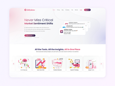 Jellydator - Unified Crypto Market Data for Automated Strategies branding dambrauskas design graphic graphic design jellydator justas justasdambrauskas landing landing page light logo modern real time market trading ui uiselection user experience web design web3