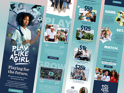 Play Like A Girl – Charity Donor Email Flow blue bold charity email email campgin email design email designs email marketing email template klaviyo mailchimp sport women sport