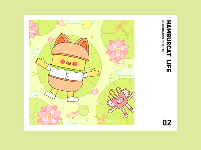 HAMBURCAT—Summer(2D) 3d c4d cat food green hamburger illustration lotus zhang 张小哈