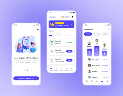 Language Learning App UI Design app ui app ui design duolingo duolingo redesign education app education app ui english learning english learning app language learning language learning app learning app mobile app mobile app ui ui ui design uiux user interface