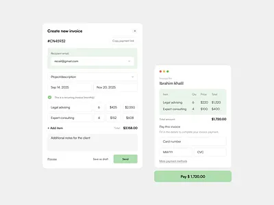 Invoice ui Card Design app design fintech interface invoice payment service ui web
