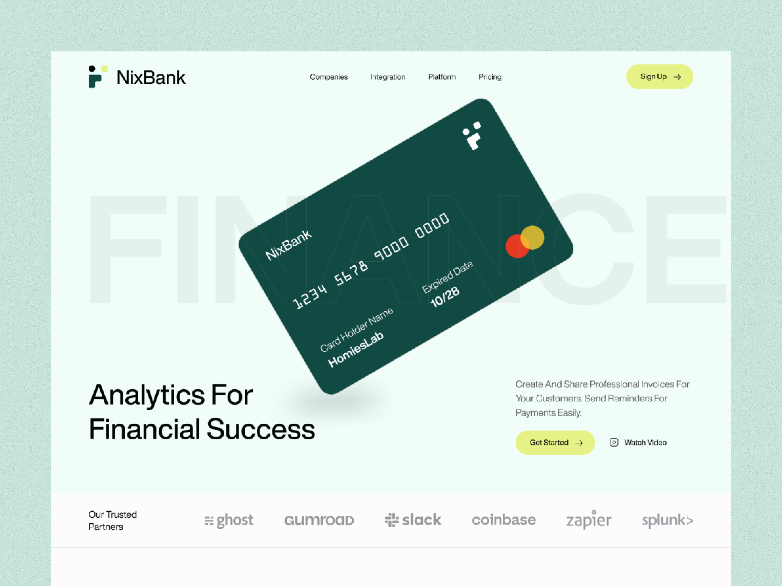 NixBank - Finance Landing Page banking finance fintech homieslab landing page saas saas landing page saas website ui ui design ux design wallet web design website