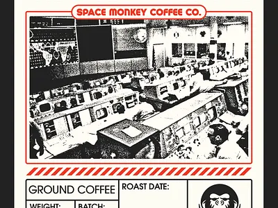 Space Monkey Coffee Labels coffee label design illustration labels retro space vintage