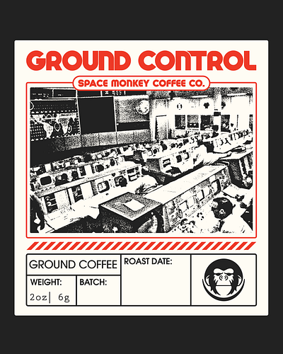 Space Monkey Coffee Labels coffee label design illustration labels retro space vintage