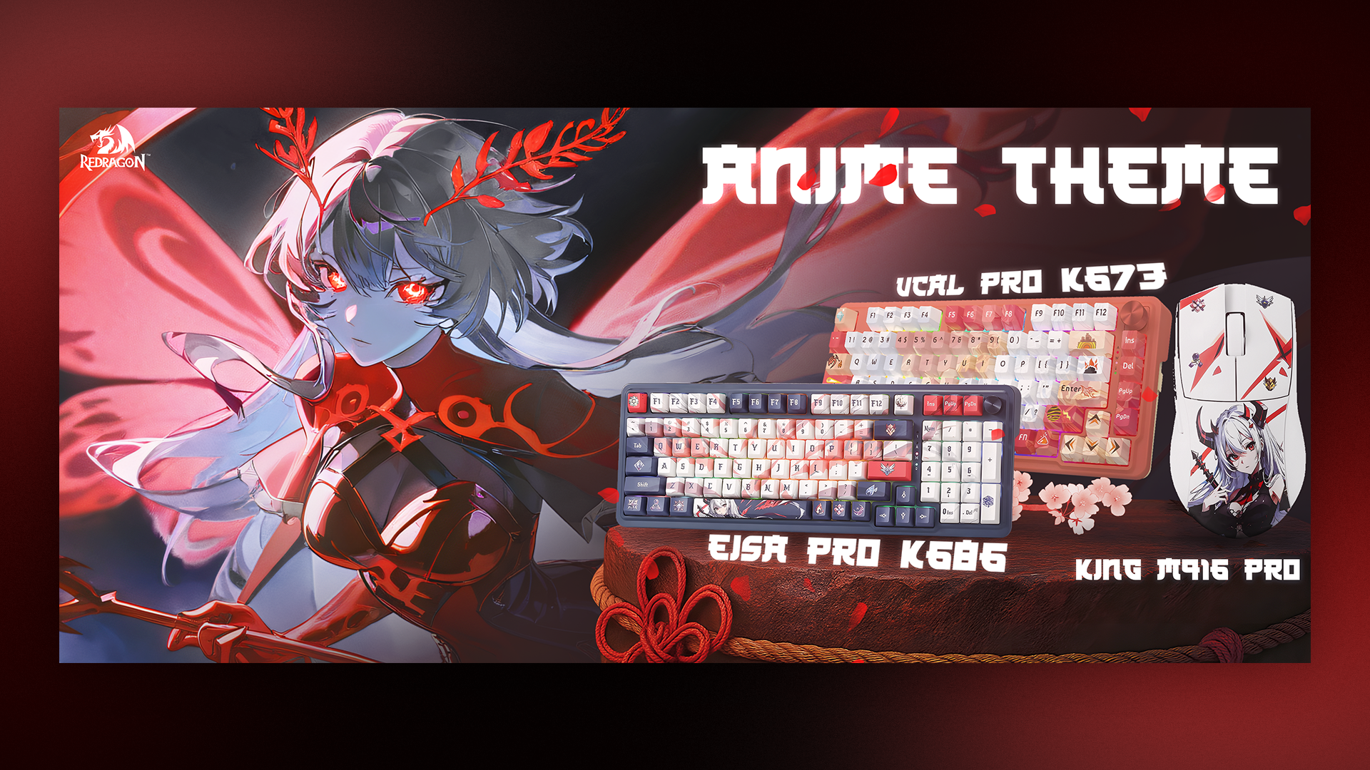 Banner Design - Redragon IN Anime Theme banner banner design design graphic design keyboard mouse peripherals banner redragon in banner redragon peripherals showcase social media design website banner