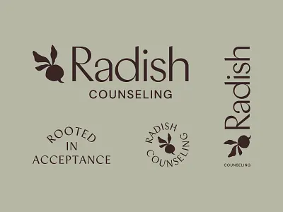 Radish Counseling – Brand Marks acceptance brand identity brand marks branding counseling counselor design healthcare holisitic logo mental health natural organic radish rooted secondary logos therapy type typography