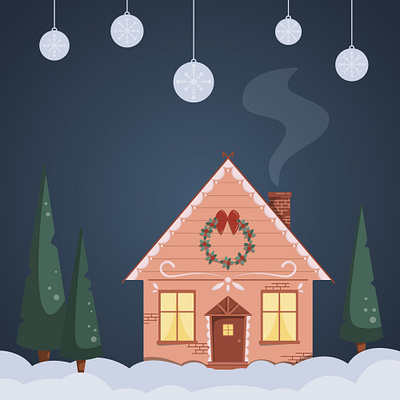 Winter night cartoon design flat graphic design illustration illustrator vector