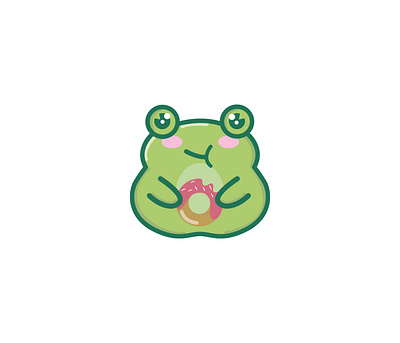 Frog bite cute donut eating frog green kawai kawaii mascot