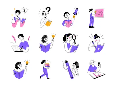 Education Doodle Illustrations character doodle e learning illustrations education illustrations graphic design illustrations school study illustratoins