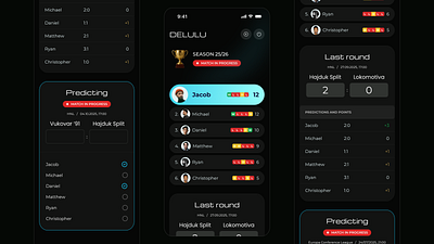 Delulu Football Match Prediction Game dark theme football game hajduk mobile soccer ui ui design