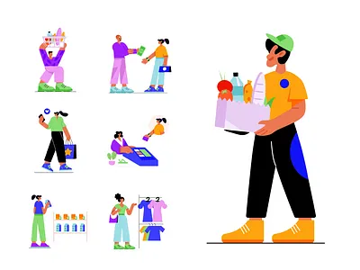 Shopping & Sale Illustrations add to cart character falt icon sale illustration sale vector shopping shopping illustration vector