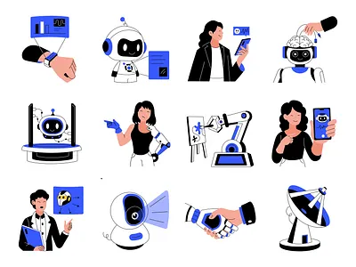 Character VR illustration ar illustration artificial intelligence character character vr illustration doodle illustration robot vector