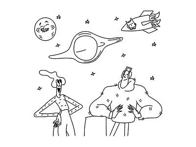 Space illustration art art character couple illustration doodle illustrations space illustration