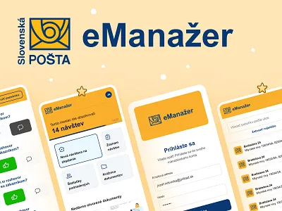 eManažer – Slovak Post Management Tool app design branding business clean design digital post e post light mode mobile mobile app mobile app design mobile design post post management post office post tool slovakia ui yellow