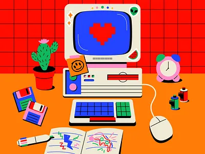 👽Unsplash | Retro Desktop👾 80s 80s vibes artwork colorful floppy gaming graphic design illustration illustrator old computer pixel retro retro vibes vector