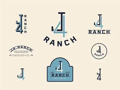 J4 Ranch Logo Suite badge branding cattle brand florida logo logo suite ranch typography vintage western