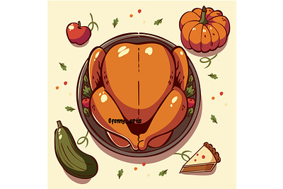 Beautiful Plate with Turkey and Vegetables autumn background celebration culture decoration dinner event fall feast festival food happy harvest holiday parade pie pumpkin thanksgiving traditional turkey