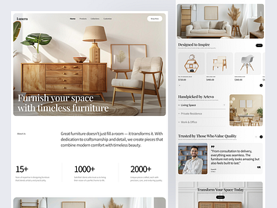 Home Furniture Website chair design desk furniture website home furniture housewear landing page living space minimalist products table ui ux