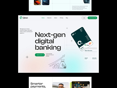 Qinan Payment Digital Banking application banking company design digital elementor finance fintech framer landing money page payment platform saas software ui webflow website wordpress