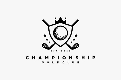 Golf Club Team Badge Logo armor badge ball branding club crown design emblem golf graphic design illustration king logo logo design luxury shield sport team typography vector