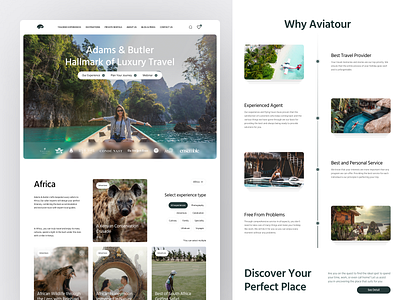 Aviatour - Modern Travel Booking Website adventure booking business company destination holiday landing page modern service tour travel travel web traveler traveling trip ui ux vacation web design website