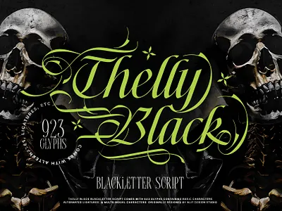 Thelly Black Typeface blackletter design font fonts letteing typeface