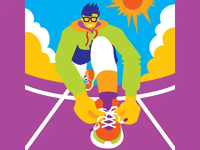 Getting Ready exercise fitness illustration man run vector