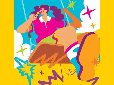 Swing chill girl happy illustration swing vector