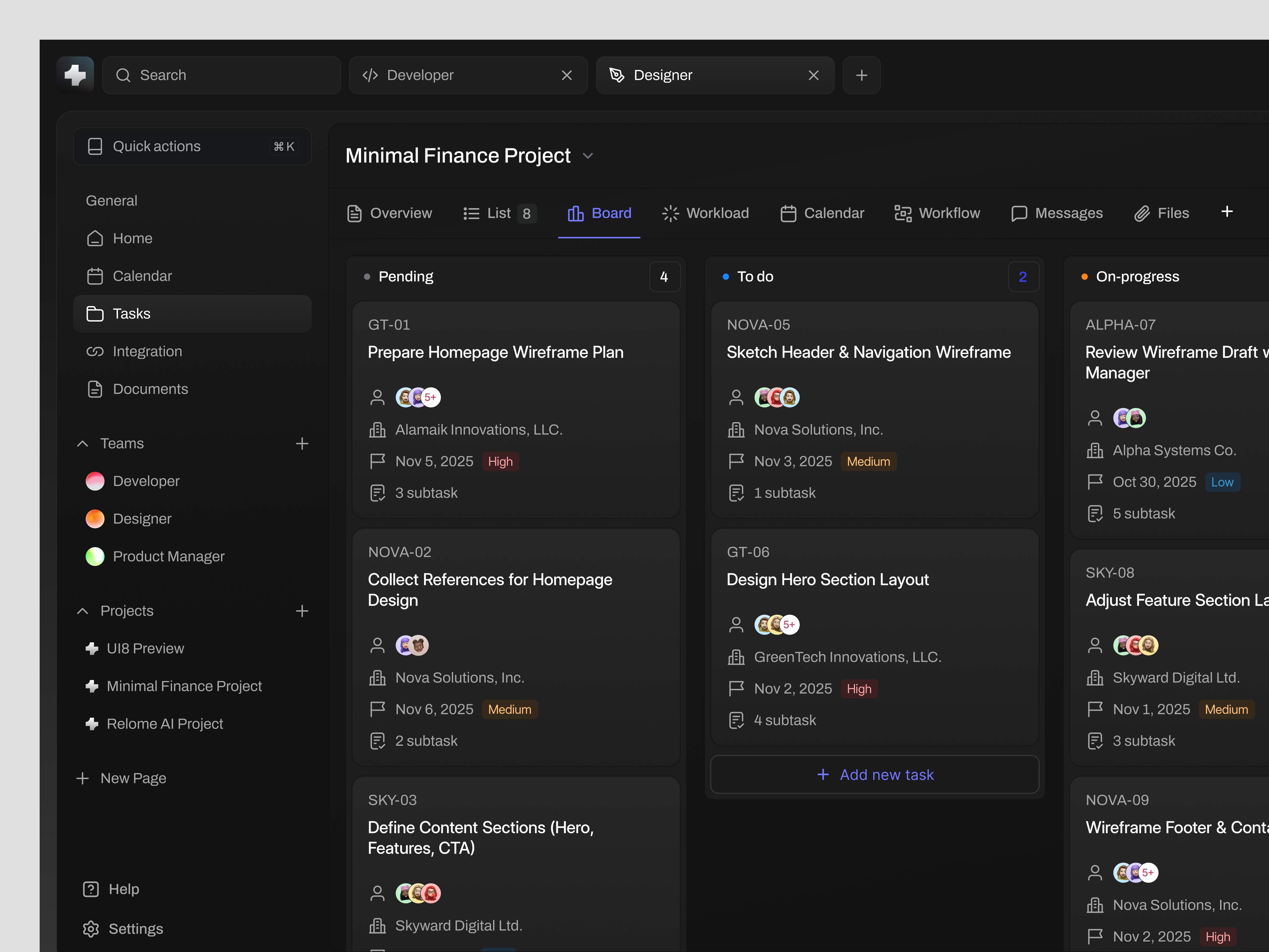 Task Management Dashboard cansaas clean dark theme dashboard design management minimalist product product design project saas saas design task task management team tool ui ux