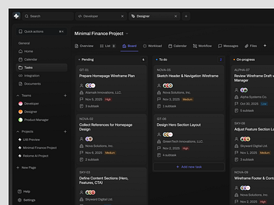 Task Management Dashboard cansaas clean dark theme dashboard design management minimalist product product design project saas saas design task task management team tool ui ux