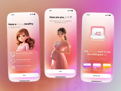 Onboarding- Pregnancy Tracker mobile App app app design appdesign baby app baby tracker app family app healthcare ios minimal mobile app motherhood app parenting app period period tracker pregnancy pregnancy app pregnancy journey splash screan trackerapp wellness app