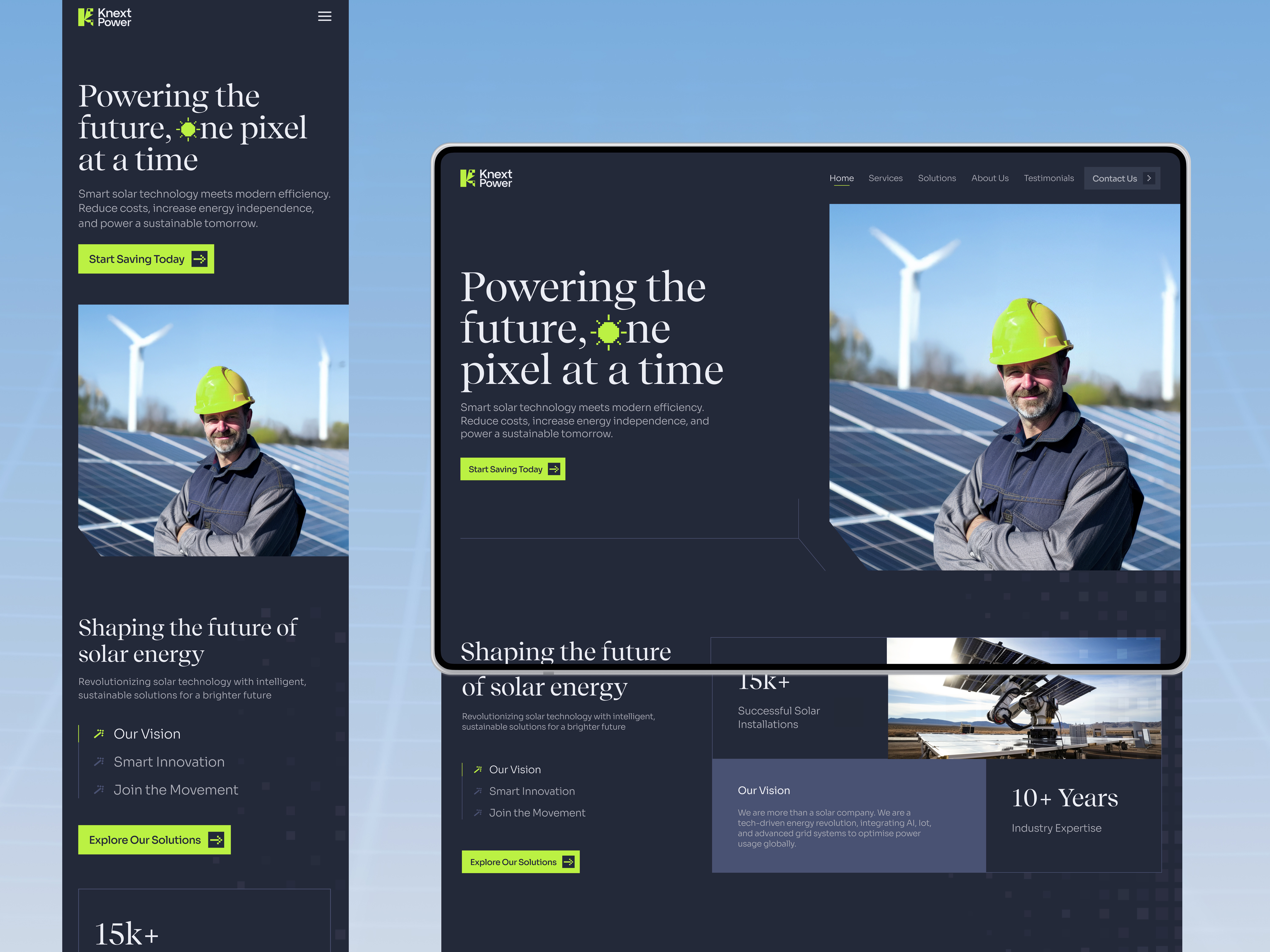 Solar Website Design • Hero Section b2b clean energy hero modern pixel solar website solution sustainable trending ui web design website