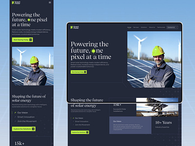 Solar Website Design • Hero Section b2b clean energy hero modern pixel solar website solution sustainable trending ui web design website