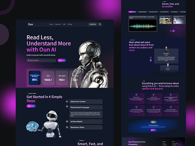 “Oun AI — From Text to Clarity” ai graphic design moderndesign sm technology techwebsite ui uidesign voiceai webdesign