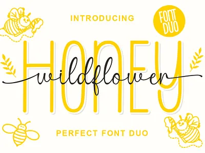Wild Flower Honey Duo 3d branding calligraphy font graphic design logo motion graphics ui