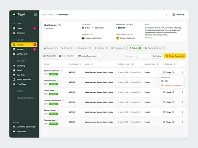 Altezza – Hotel Reservation Management for SaaS Travel & Tour booking app booking system client management crm dashboard group management management product design reservation saas saas design tour management travel app travel management travel ui ui ux vacation web app web design