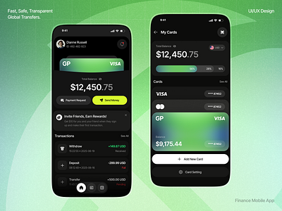 GlobaPay - Finance Mobile App app app design banking banking app finance finance app finance app design finance mobile app financial fintech fintech app global transfers mobile app mobile app design money transaction transfer